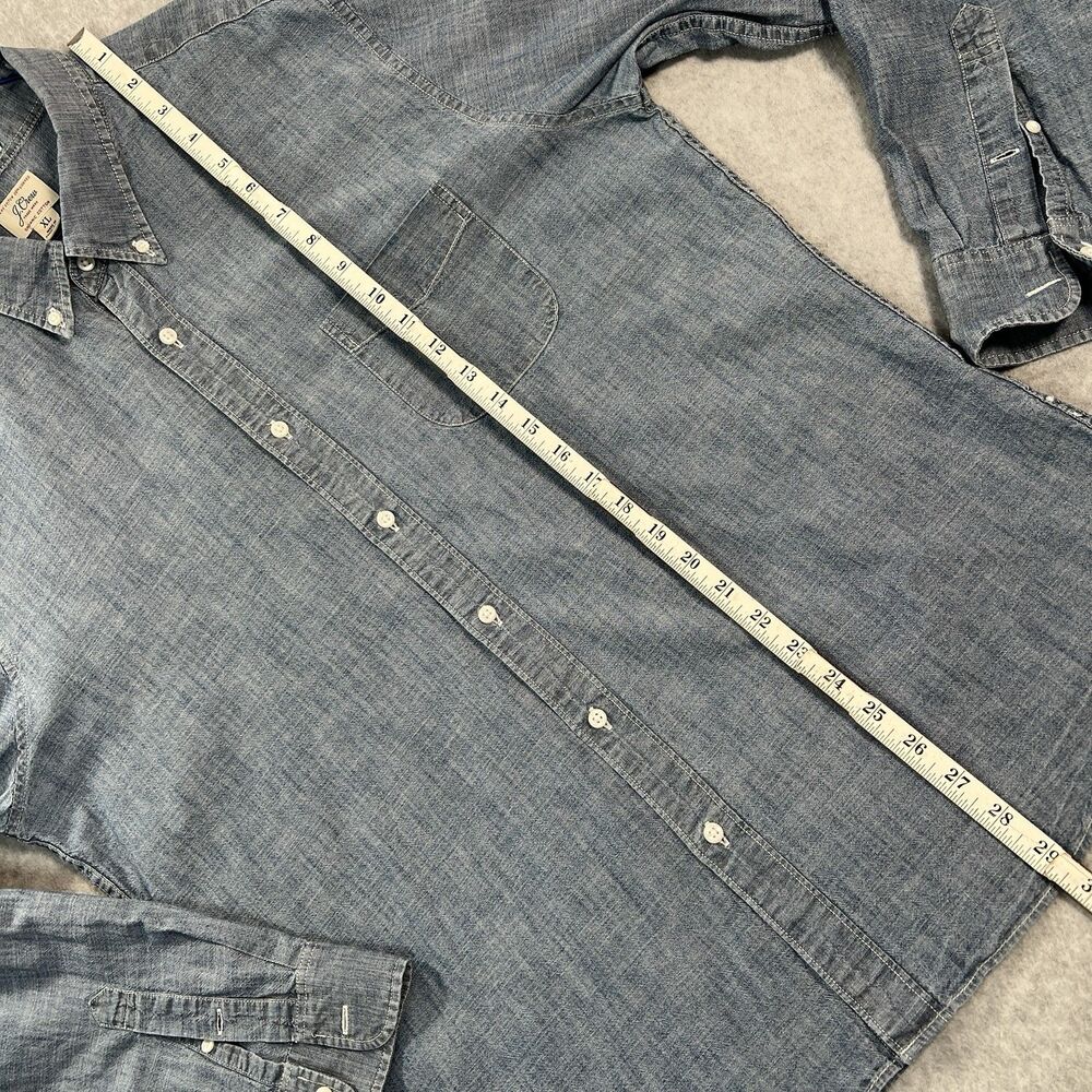 J Crew Shirt Mens XL Blue Chambray Slim Fit long Sleeve Button Up - Picture 8 of 15
